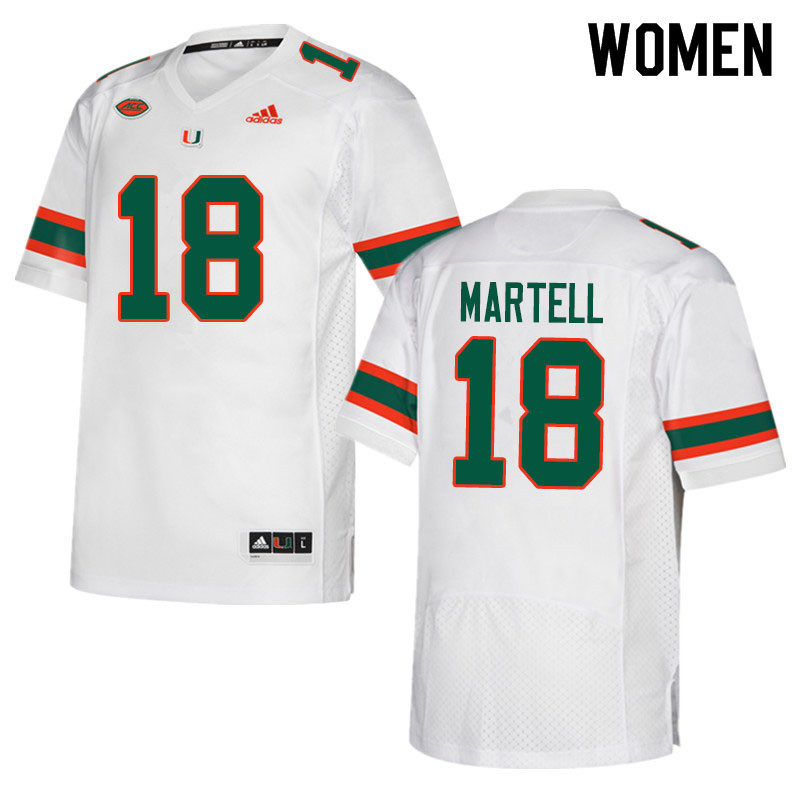 Adidas Miami Hurricanes Women #18 Tate Martell College Football Jerseys Sale-White